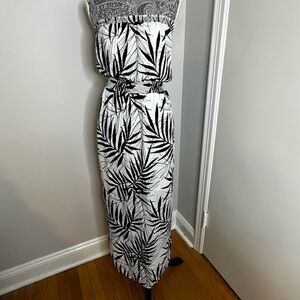 Massimo Bamboo Print Black and White Strapless Maxi Dress. Small/ Petite.